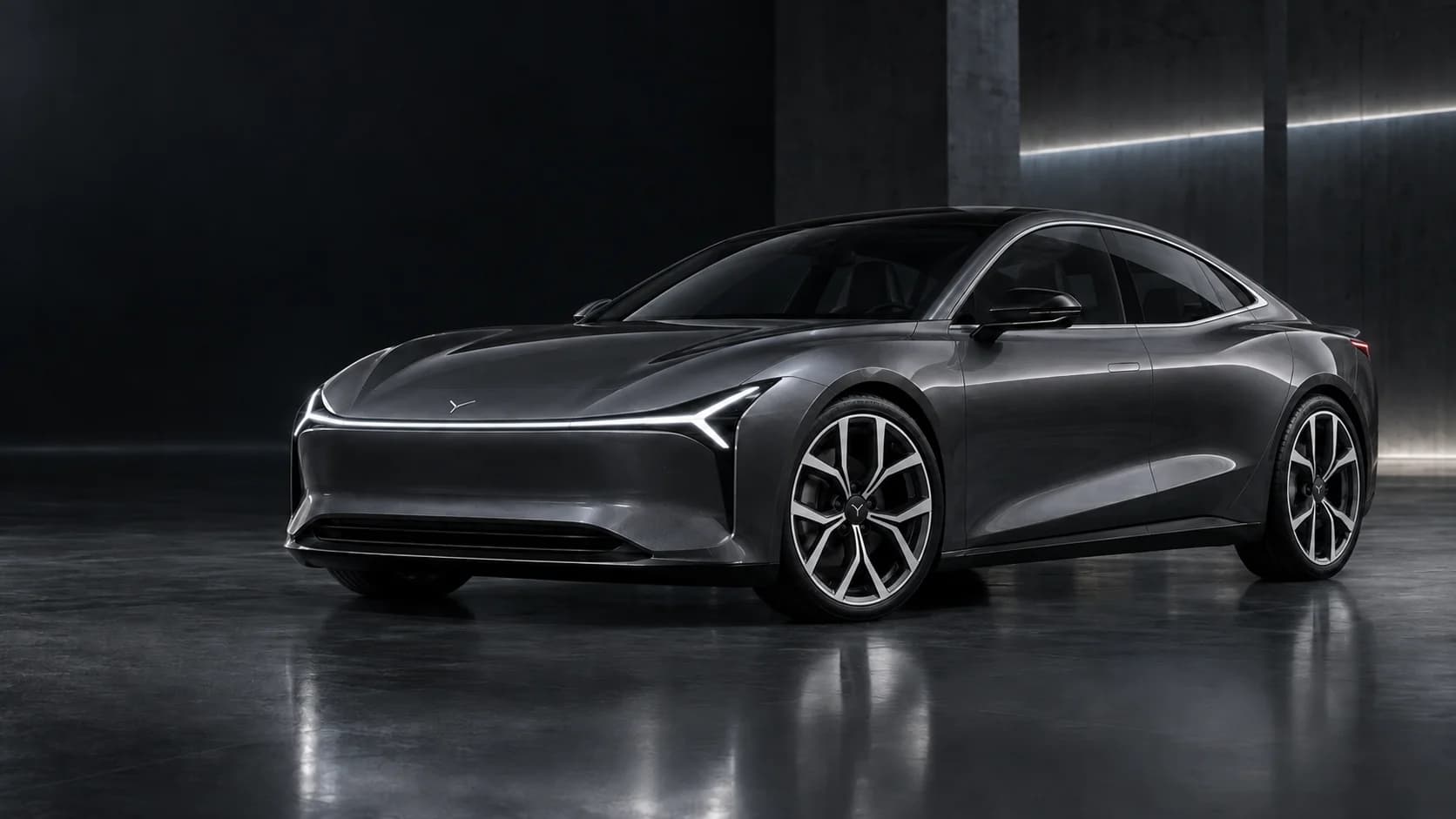 Dyntree M1E Subtract Graphite prototype — front three-quarter